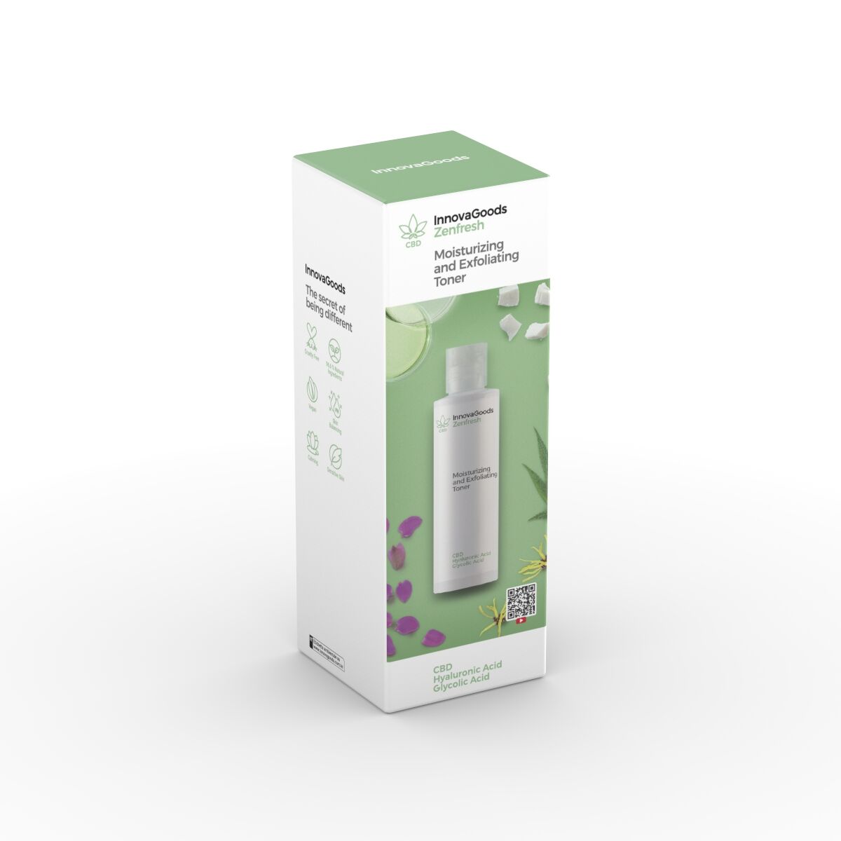 InnovaGoods Elektrisches Gesichts-Sauna-Pack, CBD Zenpure Gesichtsreiniger 200 ml, CBD Zenfresh Toner 150 ml