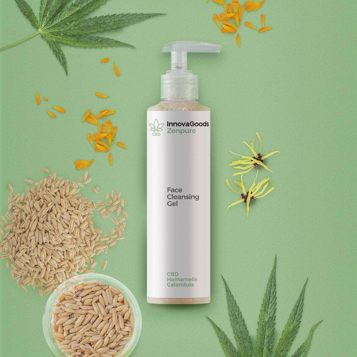 InnovaGoods Elektrisches Gesichts-Sauna-Pack, CBD Zenpure Gesichtsreiniger 200 ml, CBD Zenfresh Toner 150 ml
