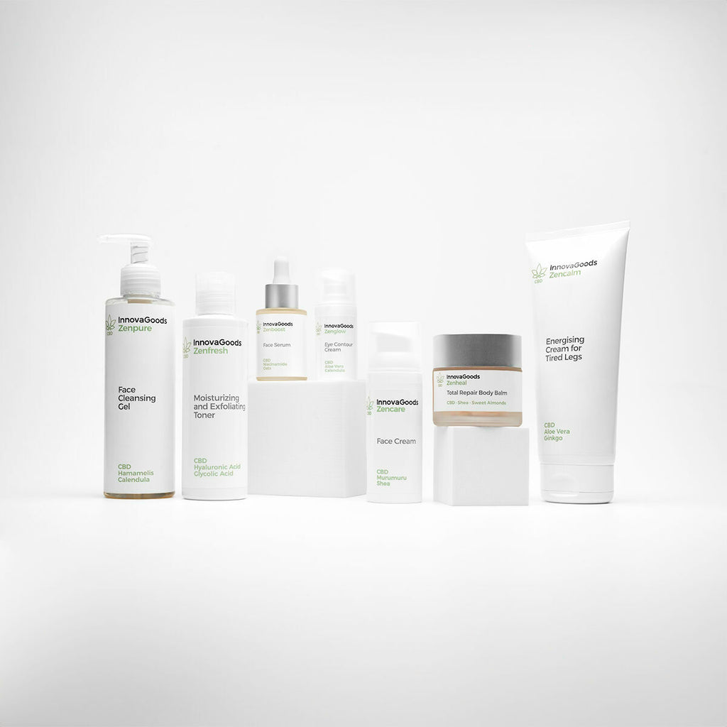 InnovaGoods Elektrisches Gesichts-Sauna-Pack, CBD Zenpure Gesichtsreiniger 200 ml, CBD Zenfresh Toner 150 ml